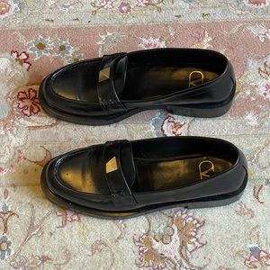 Valentino Black Loafers with Gold Accents